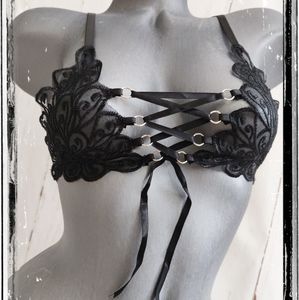 Lace-up Bralette Black Lingerie Bra (new)
